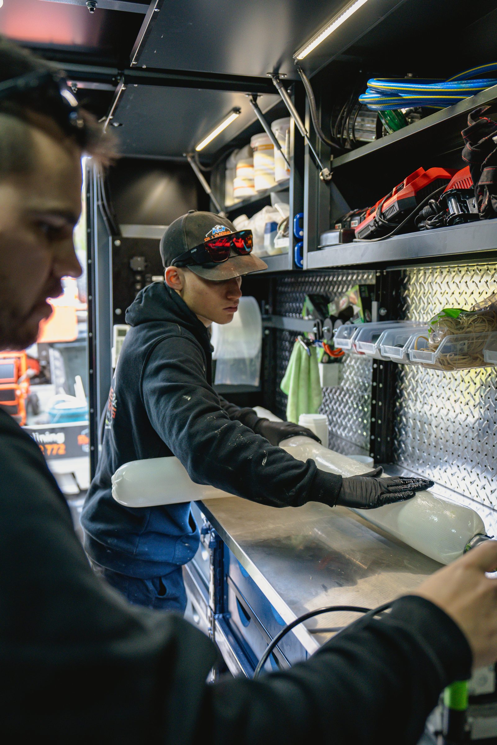 Working with equipment in the ACP van